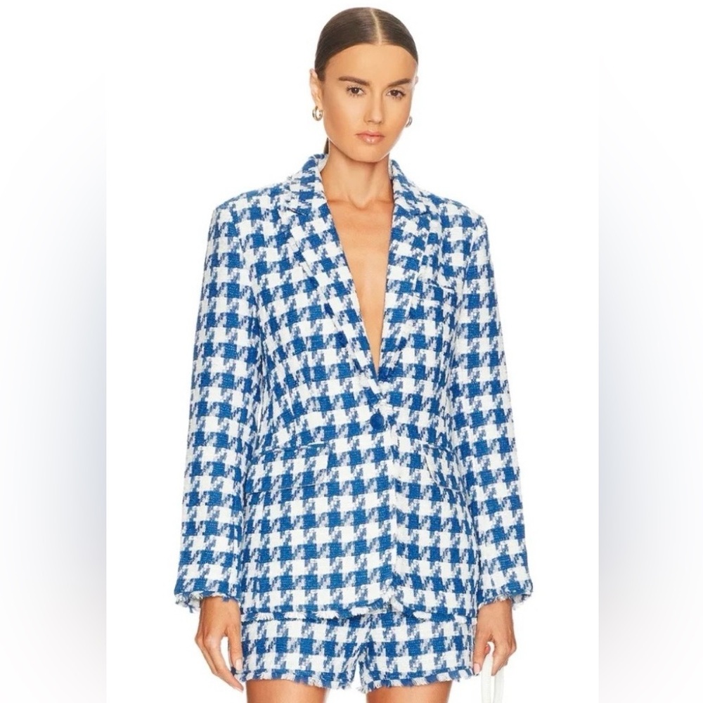 Steve Madden Harlow Blue and White Houndstooth Blazer S